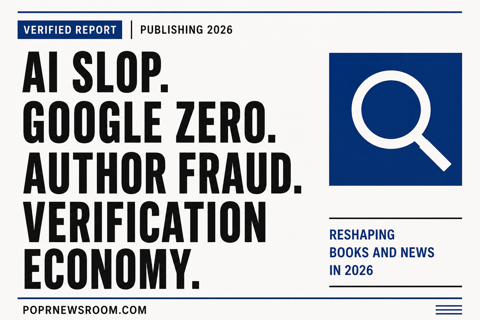 Publishing in 2026: AI Slop, Google Zero, Author Fraud and the Verification Economy — POPR Newsroom verified report on the future of books and news